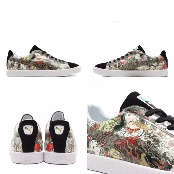 「MADE IN JAPANのプーマ スウェードをベースにしたatmosとスリー タイズ タトゥーによるコラボモデルが登場」の画像