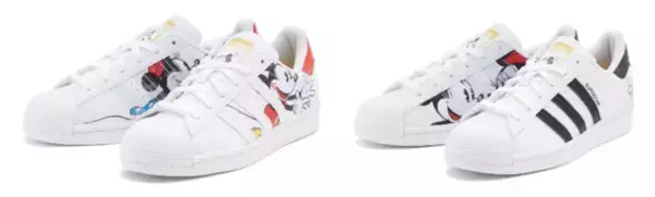 「ミッキーとミニーが足元で踊る。アディダス オリジナルスとディズニーとの新作コラボコレクション」の画像