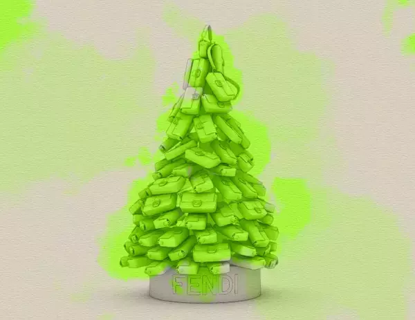 「フェンディならではの遊び心溢れるホリデーシーズン、発光する「バゲット」バッグで印象的なメタルツリーが登場」の画像