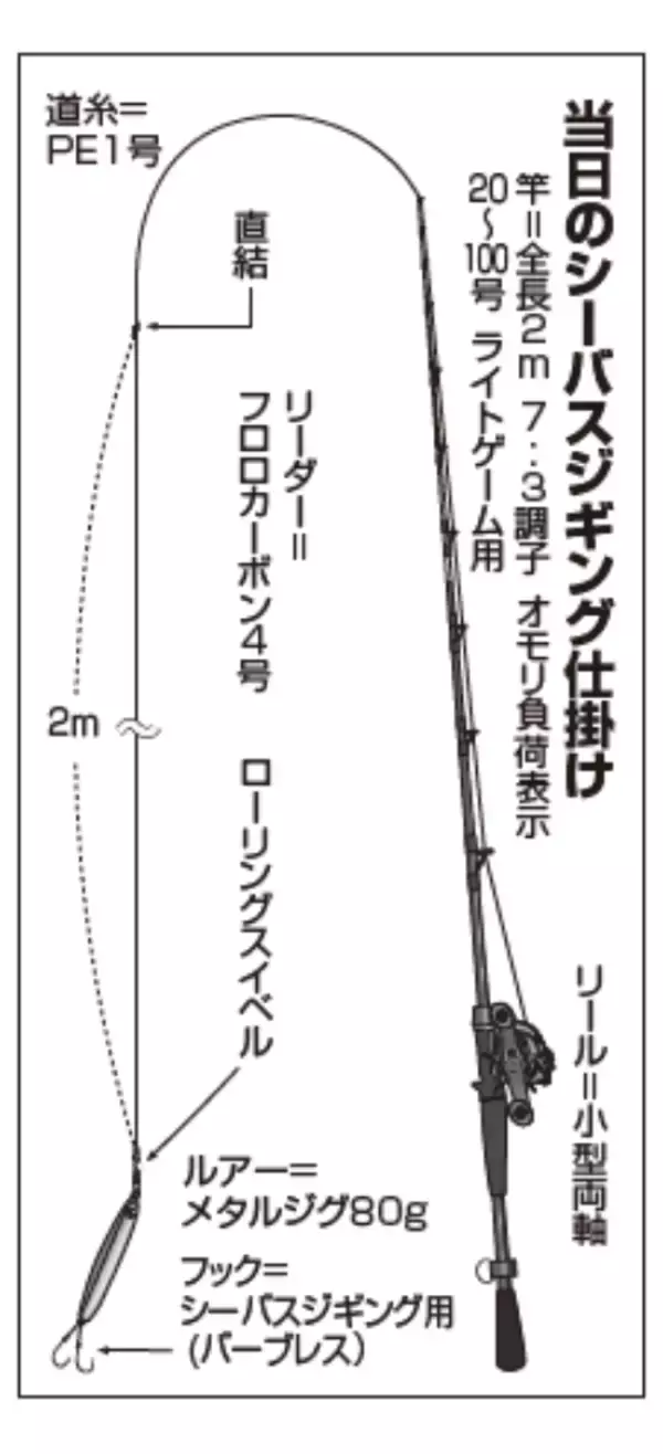 「誘いは落として巻くだけシーバスジギング好況」の画像