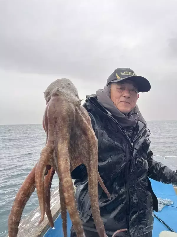 「【釣果速報】雨のなか、3.50kgのマダコ獲ったどー！茨城県利喜丸でクーラー超えの大物を手に入れよう！」の画像