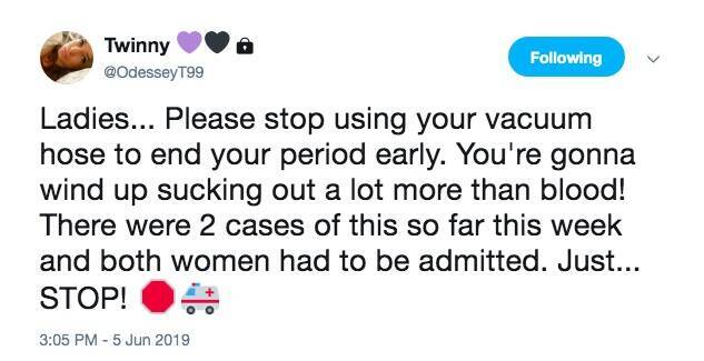 生理を早く終わらせたくてアソコを 掃除機で吸った 女性に看護師が注意喚起 2019年8月1日 エキサイトニュース