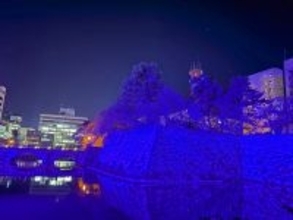 世界糖尿病デー、福井城址が青色に　11月16日までライトアップ　福井駅の恐竜モニュメントや丸岡城も