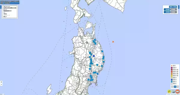 岩手で震度3の地震、宮城や青森でも揺れ観測　各市町の震度一覧…4月22日9時1分発生