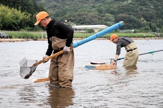 江戸時代から続く伝統漁法のシジミ漁ピンチ　福井県美浜町の久々子湖、漁獲量が激減