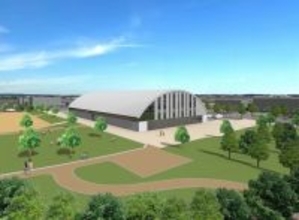 総工費6億8000万円…坂井市の東十郷中央公園に全天候型の多目的施設　マルシェ広場も