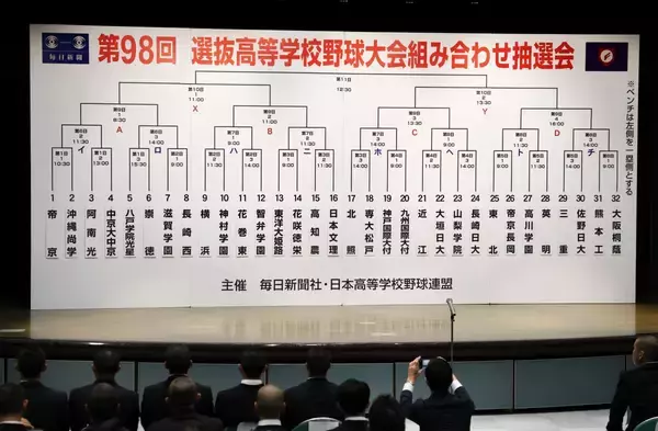 「春の甲子園2026組み合わせ決定　1回戦の対戦カード、試合日程一覧」の画像