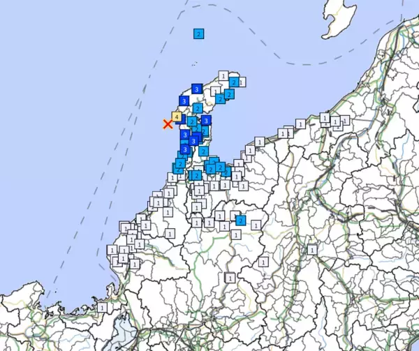 石川県志賀町で震度4の地震、福井県や富山県でも観測　12月14日午後11時26分ごろ、各地の震度一覧　震源地は能登半島沖