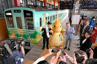 福井の応援ポケモン…カイリュー列車が運行開始　松丸亮吾さんら企画の謎解きイベントも