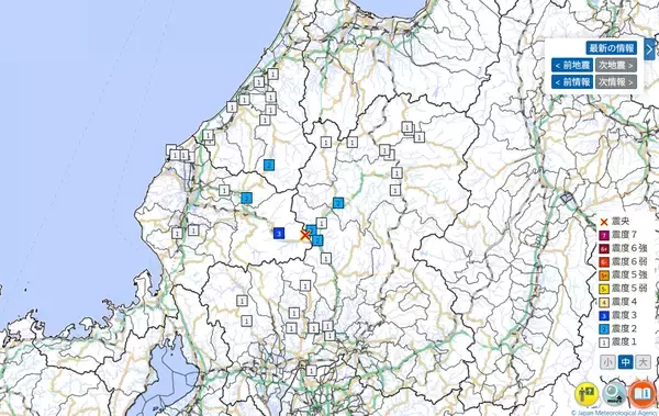 福井県で震度3の地震…石川県や岐阜県でも揺れ観測…各地の震度一覧　12月16日13時57分発生