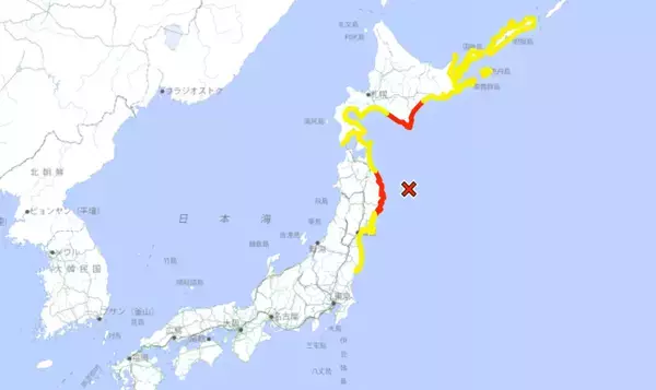 津波警報・注意報を発表、各地で観測された高さ一覧　対象地域と到達予想時間　4月20日、北海道や岩手県、青森県など　久慈港で0.8ｍ観測