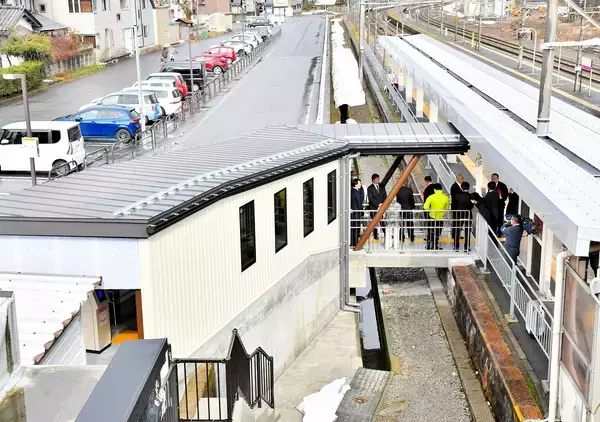 ハピラインふくいの今庄駅、新通路の供用スタート　1番ホーム利用時、階段の上り下り不要に