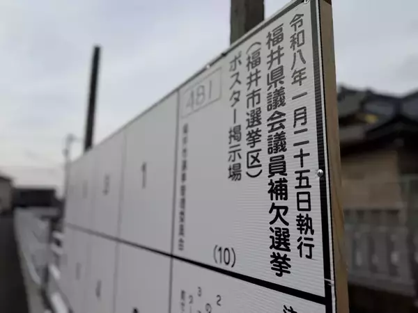 福井県議会議員補欠選挙に6人が立候補、選挙戦に突入　福井市選挙区、1月25日投開票