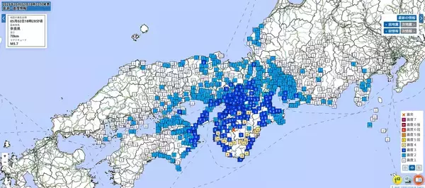 三重や奈良で震度4、大阪や愛知、福井でも揺れ観測　各市町の震度一覧…5月2日18時28分発生