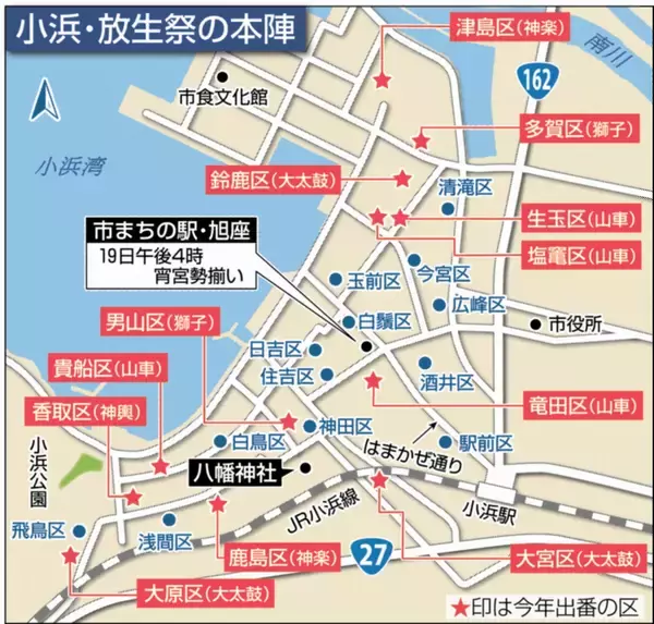 小浜放生祭、各地区の山車や神楽スケジュール　9月19日・20日に福井県小浜市で開催