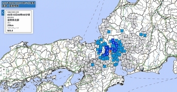 岐阜県と滋賀県で震度3の地震、福井県や愛知県は震度2観測　各市町の震度一覧　8月10日午前0時48分ごろ発生