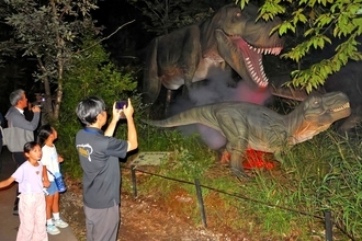 夜の森で迫力の恐竜体験を…「ディノパーク」夜間営業スタート　福井県勝山市、巨大昆虫冒険ツアーも