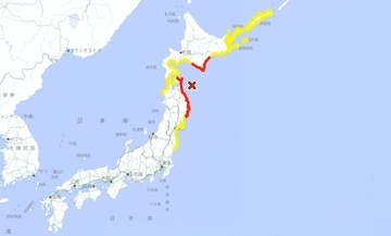 青森県で震度6強の地震…青森、北海道、岩手に津波警報　津波注意報発表の地域一覧…12月8日23時15分発生