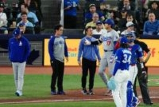 大谷翔平に「謝罪の言葉を伝えた」　敵軍捕手も沈痛…送球の手が左腕に直撃