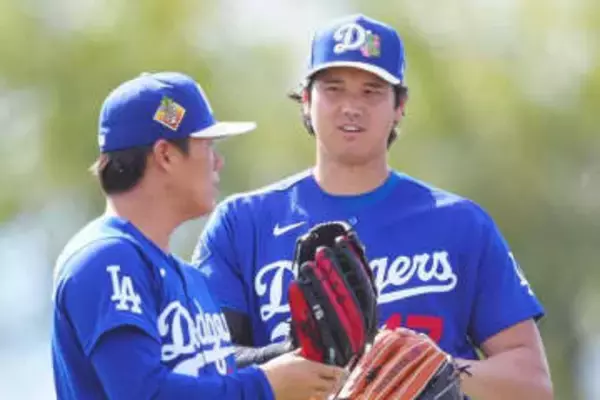 ド軍が公開した日本人2ショット「やっぱりでかい」　大谷と由伸…隠せぬオーラに思わず“警告”