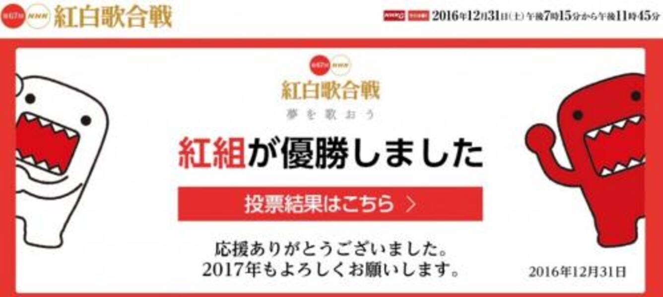 大晦日 紅白歌合戦の視聴率は40 超え 民放トップは今年もダウンタウンの特番で17 7 17年1月2日 エキサイトニュース