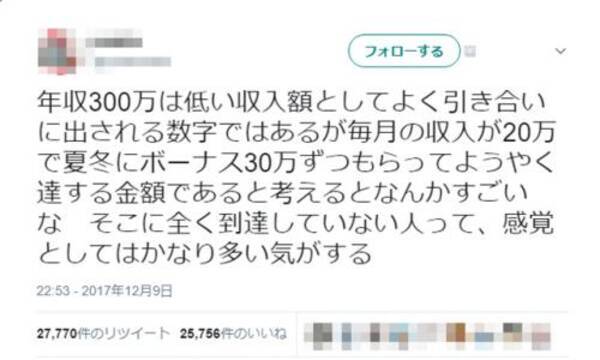 年収300万円 月給20万円も今や 夢 若い世代は企業に騙されている という意見も 2017年12月16日 エキサイトニュース