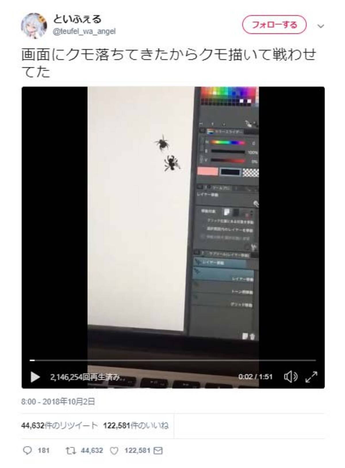 蜘蛛vsお絵描き蜘蛛 対決動画ツイートに反響 どっちが本物 拡大するところで笑ってしまった 18年10月4日 エキサイトニュース