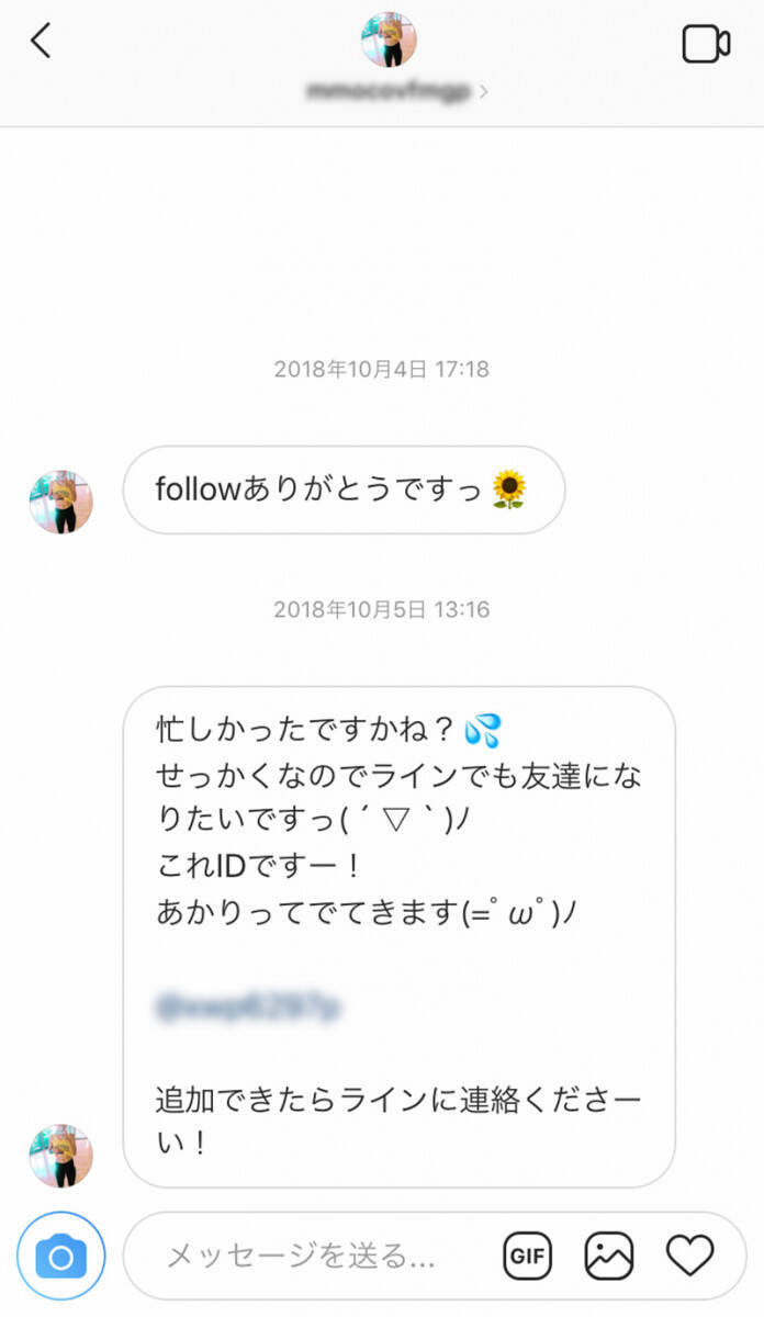 衝撃の結末 インスタでいきなり Line交換しましょう と連絡してきたので実際にやりとりしてみた 18年10月19日 エキサイトニュース