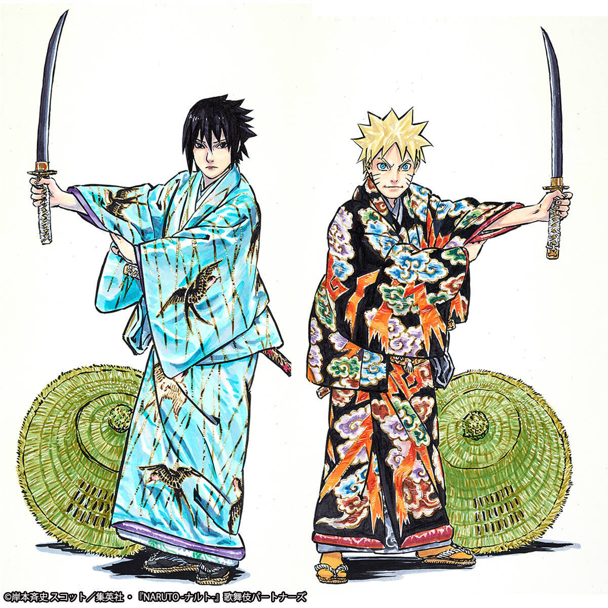 新作歌舞伎 Naruto ナルト 上演記念 岸本斉史描き下ろし着物姿のナルト サスケが立体化 原作テイストの造形がポイント 18年11月5日 エキサイトニュース