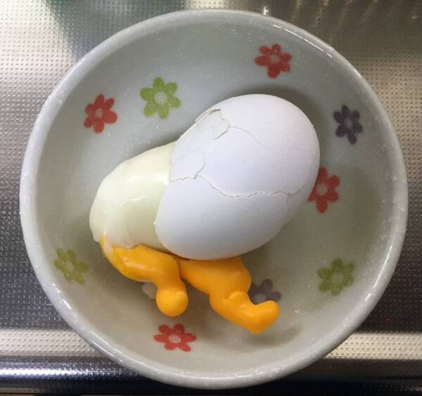ゆで玉子が途中で割れた結果 なんか変な生き物になった ぐでたまだ 19年5月29日 エキサイトニュース