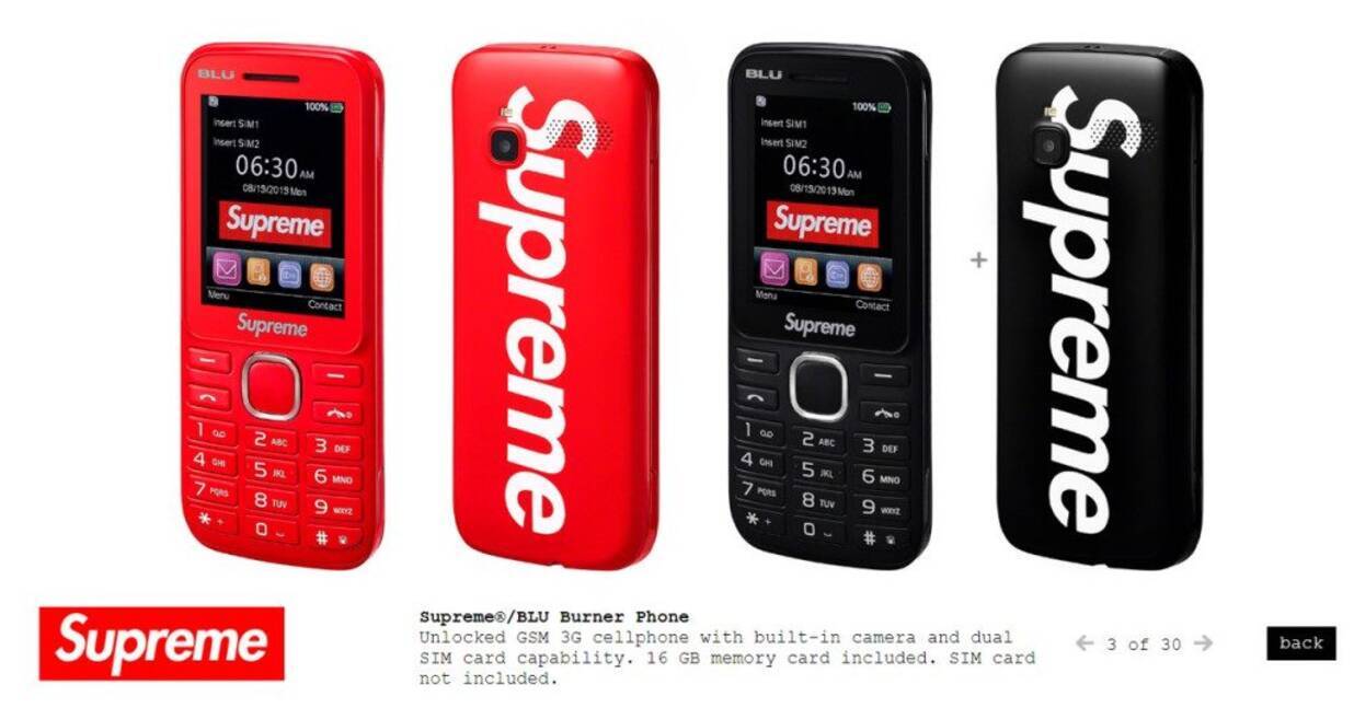 Supremeがガラケー Supreme Blu Burner Phone を発表 日本以外の4店舗で8月22日発売 19年8月21日 エキサイトニュース