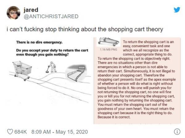 ショッピングカートを指定の位置に戻す 戻さない Shopping Cart Theory ショッピングカート理論 が話題 年5月24日 エキサイトニュース