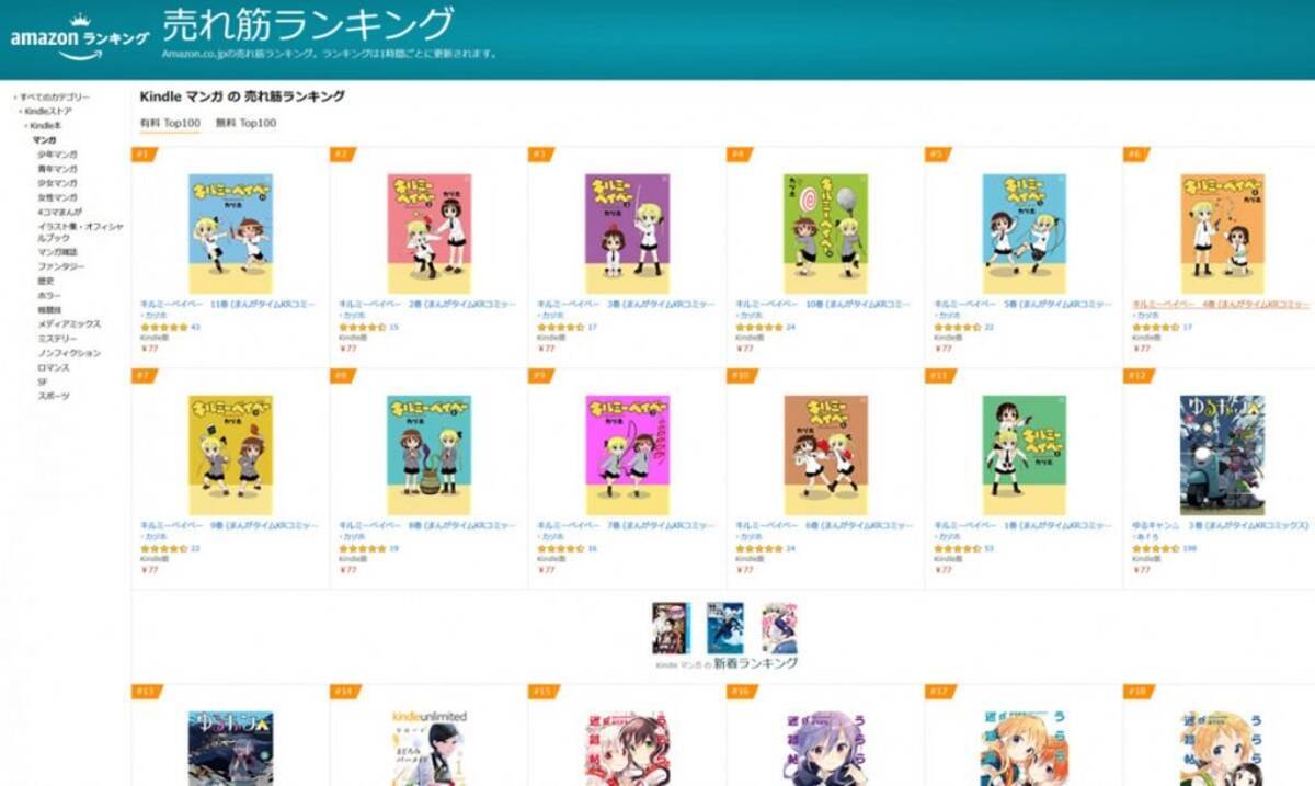 キルミーベイベー がkindleマンガのランキング1 11位を独占 1冊70円の芳文社70周年記念セールが大好評 年7月13日 エキサイトニュース