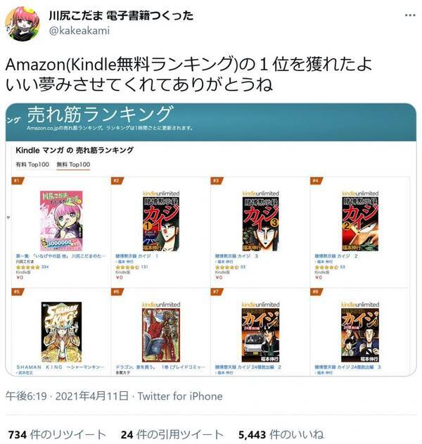川尻こだまさん いい夢みさせてくれてありがとうね 電子書籍を作成し Amazon Kindleマンガの無料ランキングで1位に 21年4月12日 エキサイトニュース