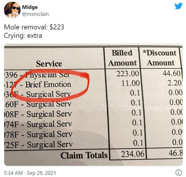 ほくろ除去の手術中に泣いたら加算されてしまった医療費明細書 どれだけ泣いたのかしら 2 2ドルの割引も意味不明 21年10月3日 エキサイトニュース