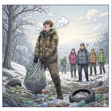 氷点下の韓国でゴミを拾う外国人ー無言の背中が語る「徳」の姿に、見て見ぬふりの通行人の心も動かされる