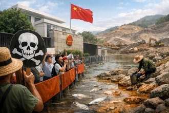中国企業関与の鉱山開発、タイ北部河川汚染で抗議拡大
