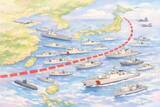 「中国が第1列島線周辺へ艦船110隻超を同時展開、台湾メディアが過去最多の威圧的行動と一斉報道」の画像1
