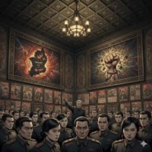 消された統一の夢、平壌の教養館に掲げられた「韓国主敵」の文字と新世代への思想教育