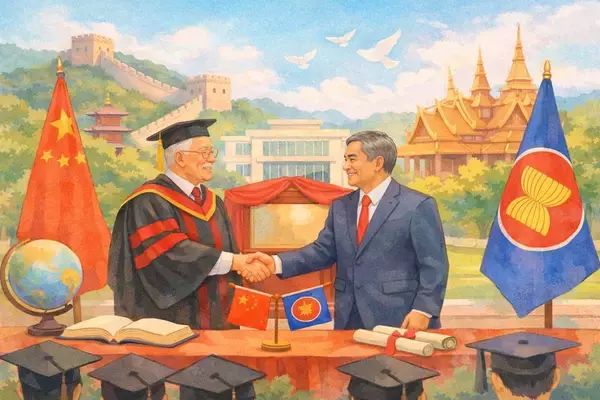 中国がASEAN事務総長に名誉教授授与、教育と人的交流を通じたソフトパワー外交強化へ