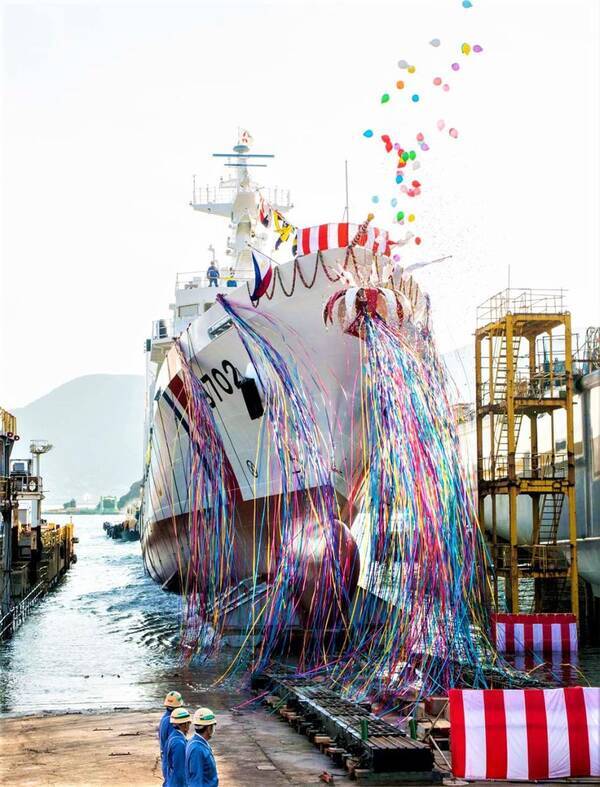 フィリピン沿岸警備隊海上安全対応能力強化事業・2隻目が進水式ー三菱造船