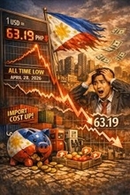 対米ドルで、フィリピン・ペソ　63.19ペソの史上最安値　29日は61.5ペソ前後で推移