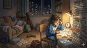 午前3時のSOS！ クマが物語る限界・山積みの教科書と塾に潰される、子どもの終わらない夜