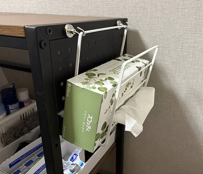 ディッシュラックに結束バンドを通して…　活用法に「一気に収納スペースが増えた」