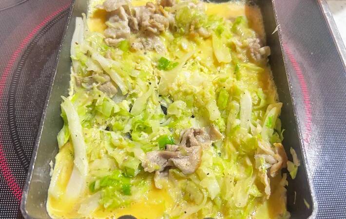 パッと見、普通の玉子焼き　カットした断面に「ぎっしり！」「子供が完食」