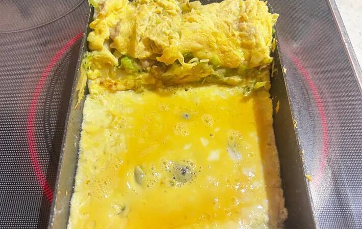 パッと見、普通の玉子焼き　カットした断面に「ぎっしり！」「子供が完食」