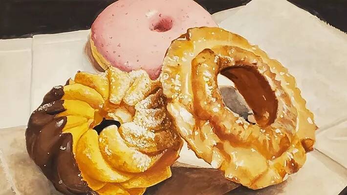 「5色の絵具で描きました」　調理師が描いた“ドーナツ”に「食べたくなってしまう」