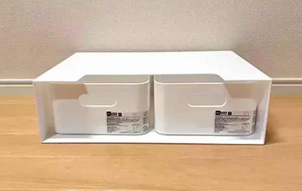 「ファイルボックスに書類は入れません！　ダイソーのケースと組み合わせて5秒でできる収納棚が優秀すぎた」の画像