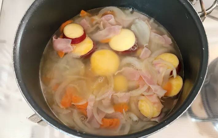 味つけは『1個』だけ　サツマイモのスープ煮に子供が「おかわりある？」