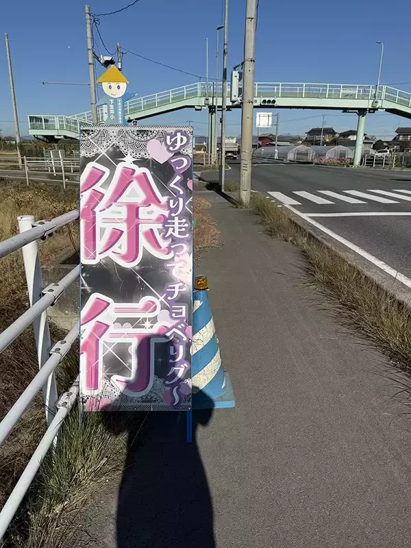 「栃木の道路で見かけた、ド派手な看板　異色のデザインに「ギャルが工事してる？」」の画像